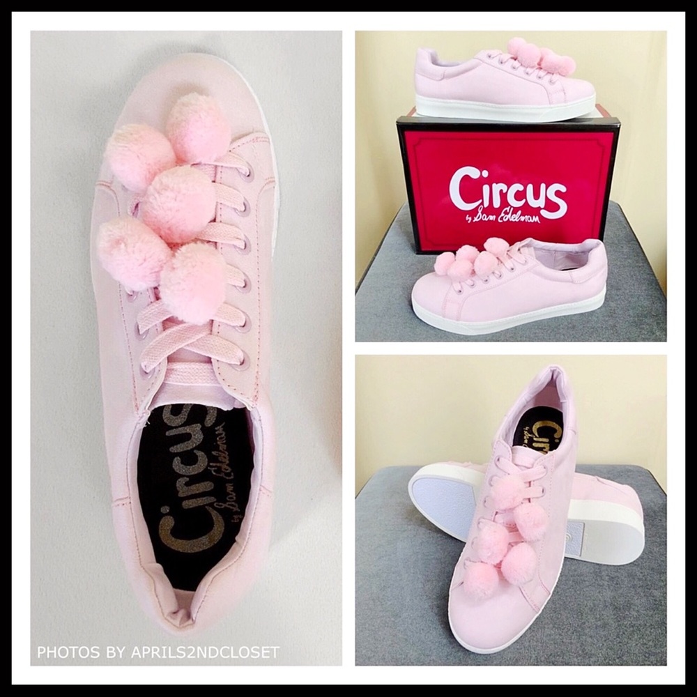 SAM EDELMAN PINK VEGAN SUEDE POM POM SNEAKERS A3C - Picture 4 of 8